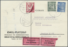 Br Berlin - Postschnelldienst: Ortskarte Rohrpost-Eilboten 88 Pfennig Mit 20,30,40 Pfennig Bauten II Ab - Storia Postale