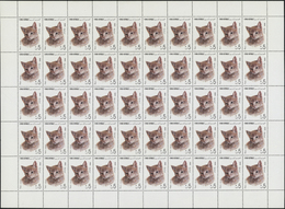 ** Thematik: Tiere-Katzen / Animals-cats: 1990, Yemen, 5f. To 600f., Complete Set Of Seven Values As Sheets Of 50 Stamps - Gatti