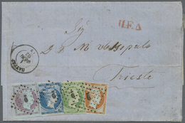 Br Griechenland: 1862, 4-Farben-Frankatur Mit 5 L Grün, 10 L Orange, 20 L Blau Und 40 L Lila Hermesköpfe Auf Brie - Storia Postale