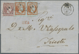 Br Griechenland: 1867. Envelope Addressed To Trieste Bearing 'Large Hermes' Yvert 20, 40 L Orange/azure (imperf P - Covers & Documents
