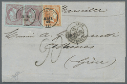 Br Griechenland: 1869. Stampless Envelope Addressed To Athens Sent From Lyon Dated '28 May 1869' Routed Via Marse - Lettres & Documents