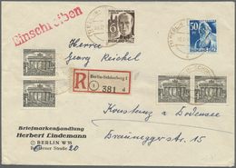 Br Berlin - Besonderheiten: 1949: Fernbrief Einschreiben 60 Pf. Mit 4 X 1 Pf. Brandenburger Tor, Dazu 6 - Autres & Non Classés