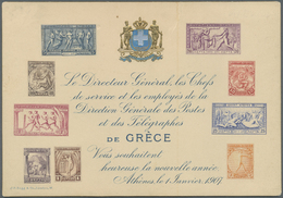 Br Griechenland: 1906, Zwischenolympiade, Serie Von 9 Werten Auf Neujahrskarton "Le Directeur Géneral Les Chefs D - Covers & Documents