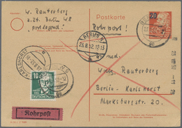 GA Berlin - Besonderheiten: 1952: Ganzsache 20 Pf. Auf 30 Pf. Köpfe Mit Zusatzfrankatur 10 Pf. Köpfe Al - Autres & Non Classés