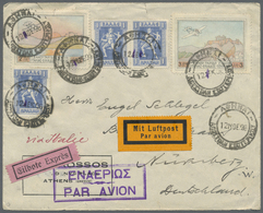 Br Griechenland: 1926 (12.12.), Flugpostbrief Frankiert Mit Halbamtl. Flugpostmarken 2 Dr. Und 3 Dr. Sowie 3 X 1 - Lettres & Documents