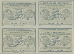 GA Griechenland - Ganzsachen: Design "Rome" 1906 International Reply Coupon As Block Of Four 30 L. Grece. This Bl - Postal Stationery