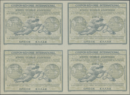 GA Griechenland - Ganzsachen: Design "Rome" 1906 International Reply Coupon As Block Of Four 30 L. Grece. This Bl - Interi Postali