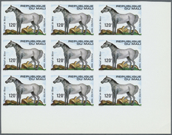 ** Thematik: Tiere-Pferde / Animals-horses: 1980, Mali. Imperforate Proof Corner Block Of 9 In Issued Colors For The 120 - Horses