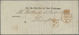 Br Großbritannien - Vorphilatelie: 1844. Official Pre-stamp Envelope Headed ‘On The Service Of The Customs' Writt - ...-1840 Prephilately