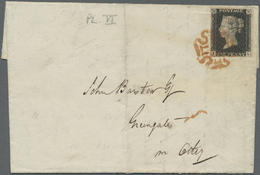 Br Großbritannien: 1840. Envelope (folds, Hinges) Addressed To London Bearing SG 1, 1d Black (Plate 6) Tied By Re - Other & Unclassified