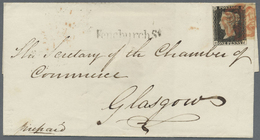 Br Großbritannien: 1841, 1d. Black, Fresh Colour, Close To Full Margins, Splendid Copy On Lettersheet, Oblit. By - Autres & Non Classés