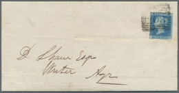 Br Großbritannien: 1845, 2d. Blue "white Lines", Fresh Colour, Touched To Full Margins, On Entire Letter (vertica - Other & Unclassified