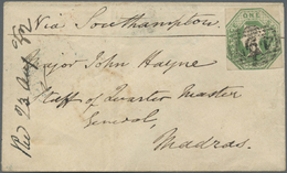 Br Großbritannien: 1847, 1 Shilling Green Embossed Cut Square (slightly Touched), Tied By Numeral Cancel "497", S - Other & Unclassified