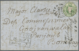 Br Großbritannien: 1853/1855: A Cover And A Letter To India Both Franked By Embossed 1847-55 1s. Green, Cut-to-sh - Other & Unclassified