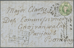 Br Großbritannien: 1853/1855: A Cover And A Letter To India Both Franked By Embossed 1847-55 1s. Green, Cut-to-sh - Altri & Non Classificati