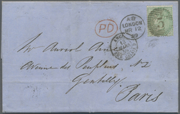 Br Großbritannien: 1859. Envelope Addressed To France Bearing SG 71, 1s Green Tied By London Duplex, Oval 'PD' In - Autres & Non Classés