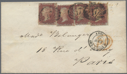 Br Großbritannien: 1856. Envelope Addressed To France Bearing SG 30, 1d Brick-red (four) Tied By London Obliterat - Other & Unclassified