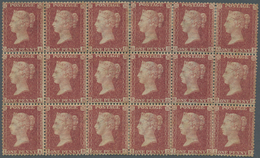*/ Großbritannien: 1857, A Mint Block Of 18 Of QV 1 D. Rose-red On White Paper, Die II, Alphabet III, Watermark L - Other & Unclassified