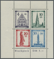 ** Französische Zone - Baden: 1949, Wiederaufbau-Block Gezähnt Mit Abart "20 Pfg.-Wertstufe Nach Rechts - Autres & Non Classés