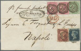 Br Großbritannien: 1857, Entire With Attractive Four Colour Franking From London By "French Packet Via Marseille" - Autres & Non Classés