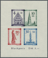 ** Französische Zone - Baden: 1949, Wiederaufbau-Block Ungezähnt Mit Abart "4 Pfg.-Wertstufe Stark Nach - Altri & Non Classificati