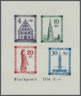 ** Französische Zone - Baden: 1949, Wiederaufbau-Block Ungezähnt Mit Abart "30 Pfg.-Wertstufe Stark Nac - Andere & Zonder Classificatie