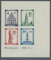 ** Französische Zone - Baden: 1949, Wiederaufbau-Block Geschnitten Mit Extrem Stark Verschobenem Druck - Andere & Zonder Classificatie