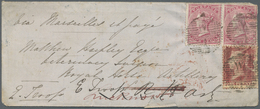 Br Großbritannien: 1859/1861 Two Covers To India Both Franked 1855-57 4d. Rose-carmine Horiz. Pair Plus 1d. Red-b - Other & Unclassified