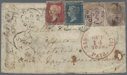 Br Großbritannien: 1859/1873, Mail To American West Coast, Two Covers To Victoria/Vancouver Island Resp. San Fran - Other & Unclassified