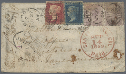 Br Großbritannien: 1859/1873, Mail To American West Coast, Two Covers To Victoria/Vancouver Island Resp. San Fran - Autres & Non Classés