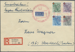 Br Französische Zone - Baden: 1949, 10 Pfg. Bis 40 Pfg. Rotes Kreuz Komplett Mit Rotem SST "FREIBURG 7. - Andere & Zonder Classificatie