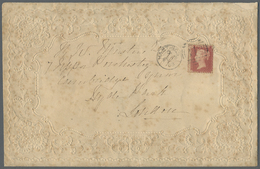 Br Großbritannien: 1863, 1 Pence Red Brown Single Franking On A Wonderful Cover With Ornamental Embossing Printin - Other & Unclassified