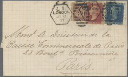 Br Großbritannien: 1877. Envelope Addressed To France Bearing SG 43, 1d Rose, SG 47, 2d Blue And SG 48, ½d Rose T - Autres & Non Classés