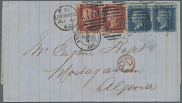 Br Großbritannien: 1865. Envelope Addressed To Algeria, North Africa Bearing SG 43, 1d Rose (pair) And SG 45, 2d - Autres & Non Classés
