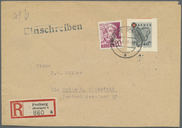 Br Französische Zone - Baden: 1949, 40 Pfg. Rotes Kreuz-Blockmarke Und 20 Pfg. Freimarke Als Portogerec - Other & Unclassified