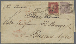 Br Großbritannien: 1860. Envelope Addressed To Buenos Ayres Bearing SG 38, 1d Red And SG 70, 6d Lilac Tied By Gla - Autres & Non Classés