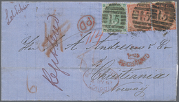 Br Großbritannien: 1863. Registered Envelope Addressed To Christiania, Norway Bearing SG 79, 4d Bright Orange (pa - Other & Unclassified