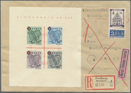 Br Französische Zone - Baden: 1949, Rot Kreuz-Block, Type II Und 4 Pfg. Wiederaufbau Je Mit Rotem SST " - Altri & Non Classificati