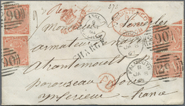 Br Großbritannien: 1865. Registered And Charged Envelope Addressed To France Bearing SG 81, Bright Red (pair And - Other & Unclassified