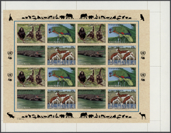 ** Thematik: Tiere-Vögel / Animals-birds: 1994, UNO New York. Imperforate Pane Of 4 Sets Of 4 Showing Chimpanzee, St. Lu - Altri & Non Classificati