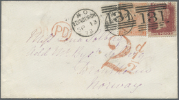 Br Großbritannien: 1873. Envelope Addressed To Norway Bearing SG 44, 1d Rose And SG 94, 4d Vermilion Tied By Edin - Other & Unclassified