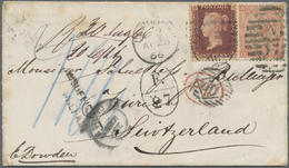Br Großbritannien: 1866. Envelope (fox Spots) Addressed To Switzerland Bearing SG 44, 1d Rose And SG 94, 4d Orang - Autres & Non Classés