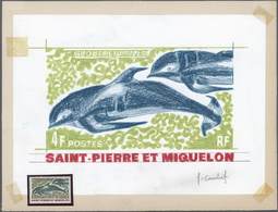 Thematik: Tiere-Meeressäuger (u.a. Wale) / Animals-aquatic Mammals: 1969, St. Pierre & Miquelon. Artwork For The 4fr Val - Autres & Non Classés