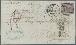 Br Großbritannien: 1865. Envelope (folds) Addressed To Uddewala, Sweden Bearing Great Britain SG 97, 6d Lilac Tie - Other & Unclassified