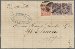 Br Großbritannien: 1867. Envelope To Yokohama, Japan Bearing SG 94, 4d Vermilion Plate 8 And SG 105, 6d Lilac Pla - Autres & Non Classés