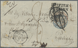 Br Großbritannien: 1868. Stampless Envelope Addressed To Paris Cancelled By Torino Date Stamp On Reverse, Charged - Autres & Non Classés