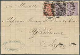 Br Großbritannien: 1867. Envelope To Yokohama, Japan Bearing SG 94, 4d Vermilion Plate 8 And SG 107, 6d Bright Vi - Other & Unclassified