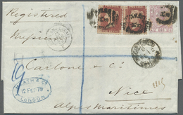 Br Großbritannien: 1879. Registered Envelope Addressed To France Bearing SG 43, 1d Rose (2) And SG 141, 2½zd By T - Other & Unclassified