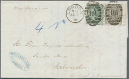 Br Großbritannien: 1876. Envelope (vertical Fold) Addressed To Salvador, Central America Bearing SG 147, 6d Grey - Autres & Non Classés