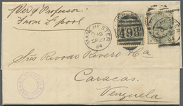 Br Großbritannien: 1884, Folded Letter Franked With Two 4 D Stamps Of The 1884 Issue With Clear MANCHESTER7498 Du - Other & Unclassified